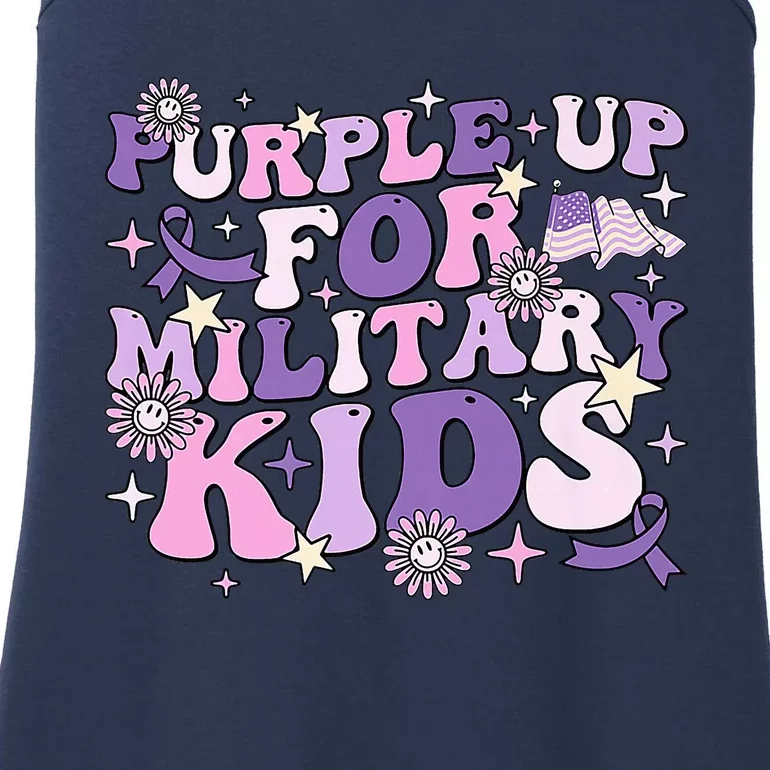 Purple Up For Military Cute Groovy Military Child Month Ladies Essential Tank