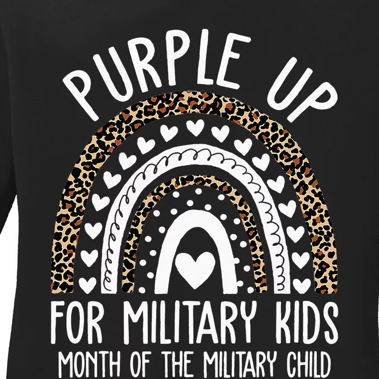 Purple Up For Military Children Tree Month Of Military Child Ladies Long Sleeve Shirt