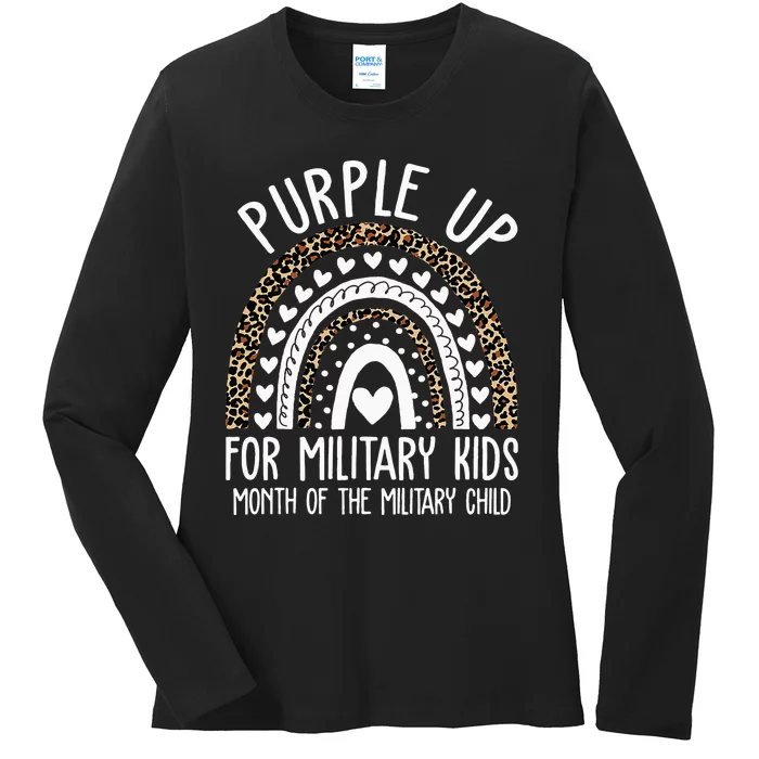 Purple Up For Military Children Tree Month Of Military Child Ladies Long Sleeve Shirt