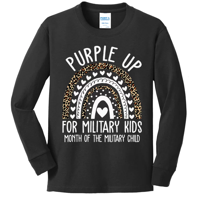 Purple Up For Military Children Tree Month Of Military Child Kids Long Sleeve Shirt