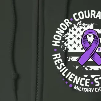 Purple Up For Military Us Flag Cool Military Child Month Full Zip Hoodie