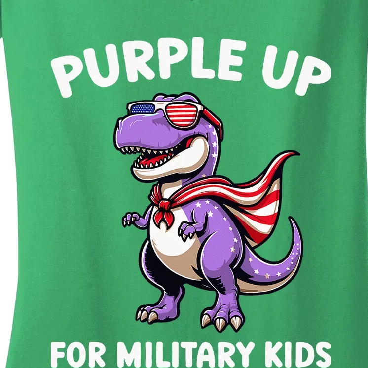 Purple Up For Military Month Of Military Child Trex Women's V-Neck T-Shirt