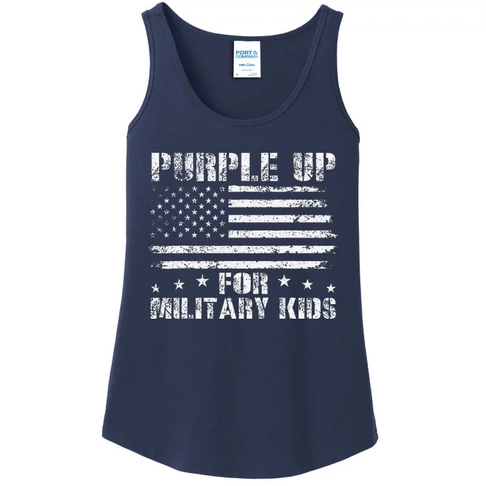 Purple Up For Military Day Proud Military Children 2024 Ladies Essential Tank