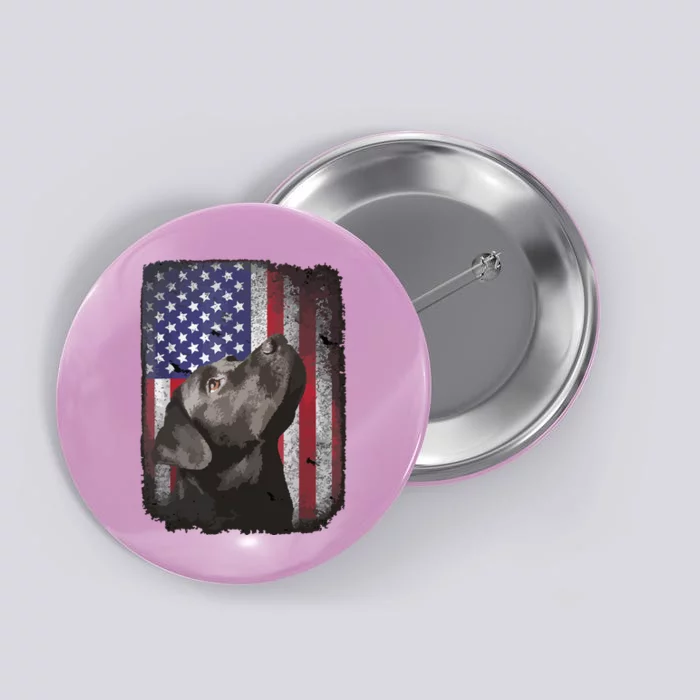 Patriotic USA Flag Black Labrador For Lab Owners Button