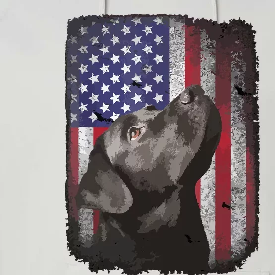 Patriotic USA Flag Black Labrador For Lab Owners Performance Fleece Hoodie