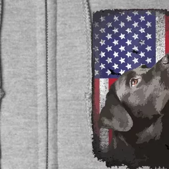 Patriotic USA Flag Black Labrador For Lab Owners Full Zip Hoodie