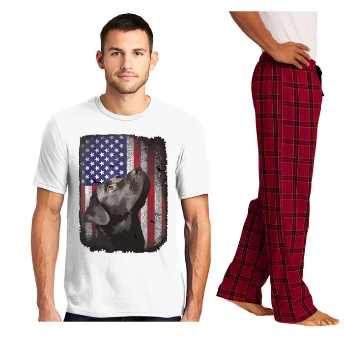 Patriotic USA Flag Black Labrador For Lab Owners Pajama Set