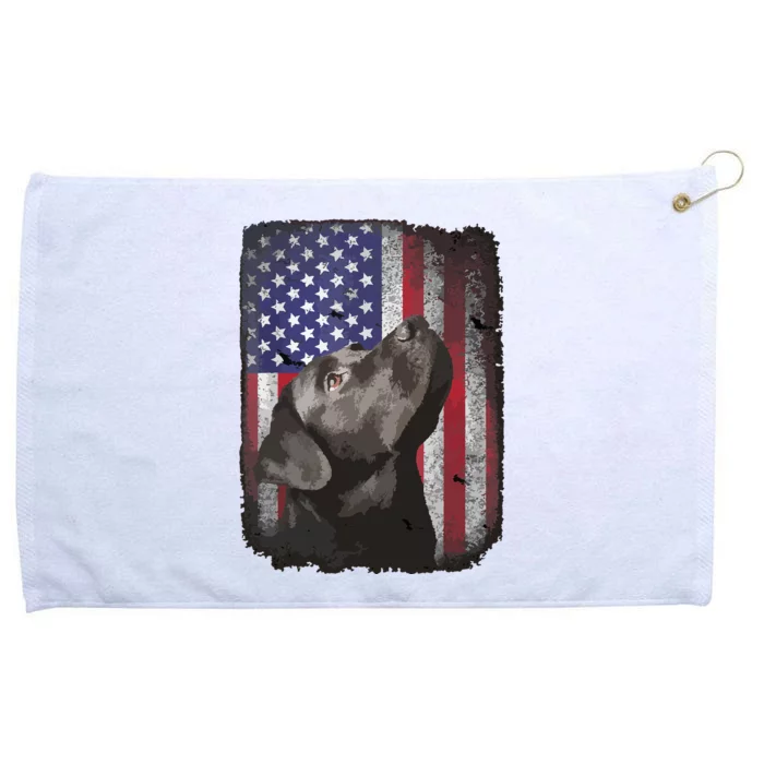 Patriotic USA Flag Black Labrador For Lab Owners Grommeted Golf Towel