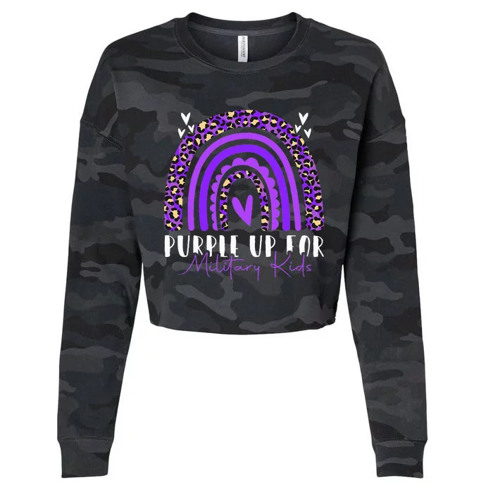 Purple Up For Military Military Child Month Rainbow Cropped Pullover Crew