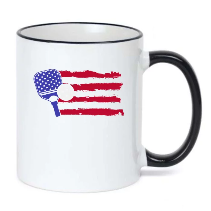 Pickleball Us Flag American Patriotic Pickleball 4th Of July Funny Gift Black Color Changing Mug