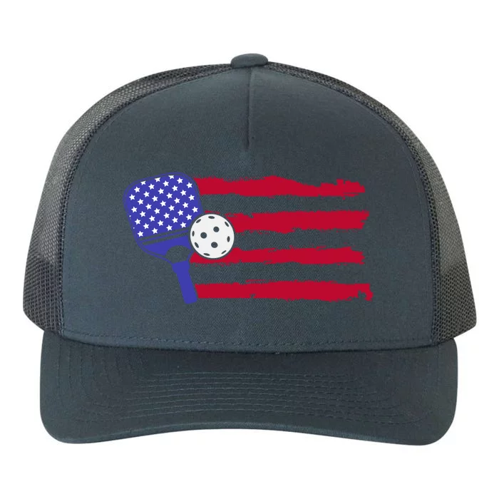 Pickleball Us Flag American Patriotic Pickleball 4th Of July Funny Gift Yupoong Adult 5-Panel Trucker Hat