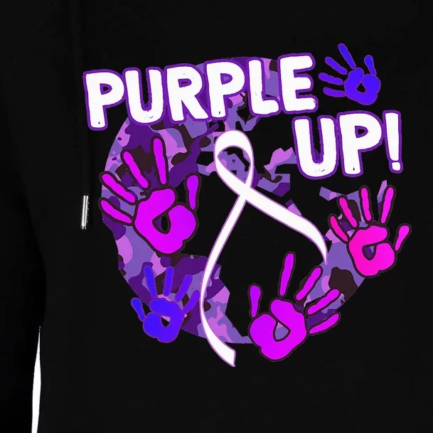 Purple Up For Military Month Of The Military Child Womens Funnel Neck Pullover Hood