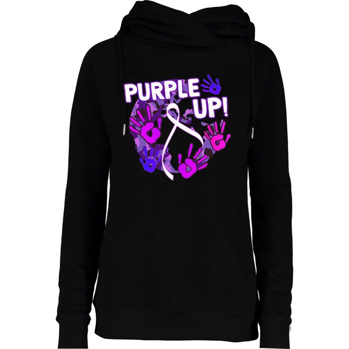 Purple Up For Military Month Of The Military Child Womens Funnel Neck Pullover Hood