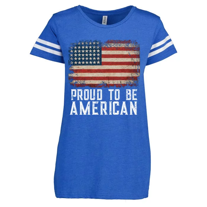 Patriotic Usa Flag Proud To Be American Citizen Veteran Cool Gift Enza Ladies Jersey Football T-Shirt