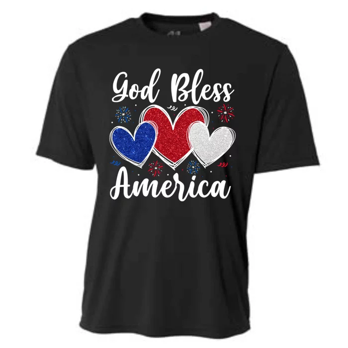 Patriotic Usa Flag Hearts For Christians God Bless America Gift Cooling Performance Crew T-Shirt