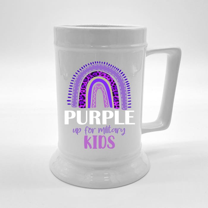 Purple Up For Military Gift Military Month Rainbow Gift Front & Back Beer Stein