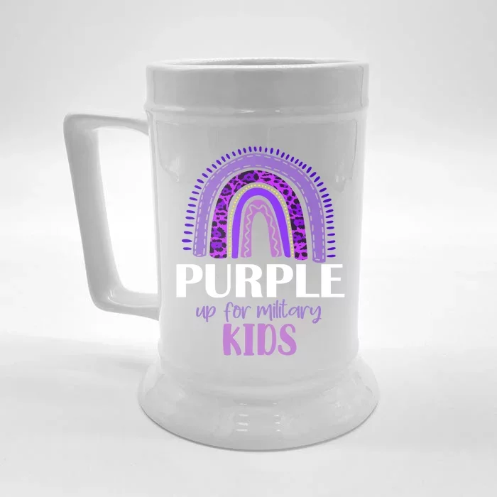 Purple Up For Military Gift Military Month Rainbow Gift Front & Back Beer Stein