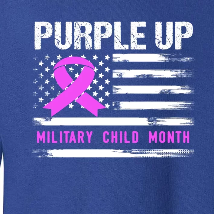 Purple Up For Military Awareness Month Us Flag Gift Toddler Sweatshirt