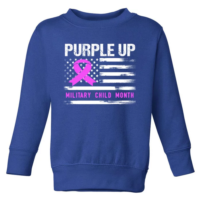 Purple Up For Military Awareness Month Us Flag Gift Toddler Sweatshirt