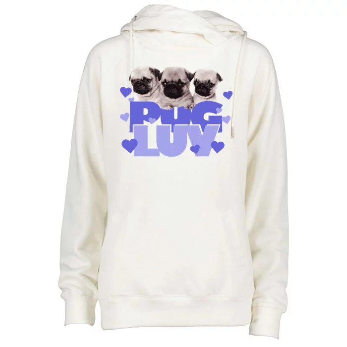 Pug Luv Womens Funnel Neck Pullover Hood