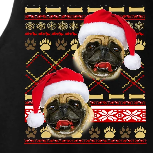 Pug Ugly Christmas Sweater Ladies Tri-Blend Wicking Tank