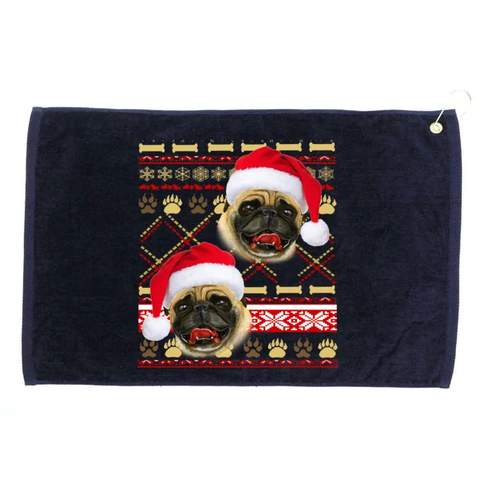 Pug Ugly Christmas Sweater Grommeted Golf Towel