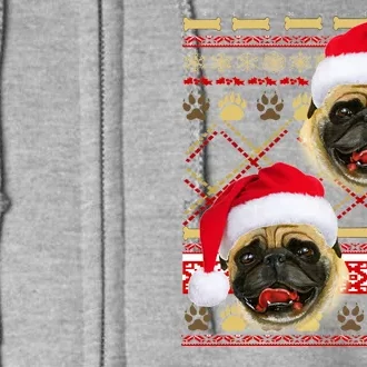 Pug Ugly Christmas Sweater Full Zip Hoodie