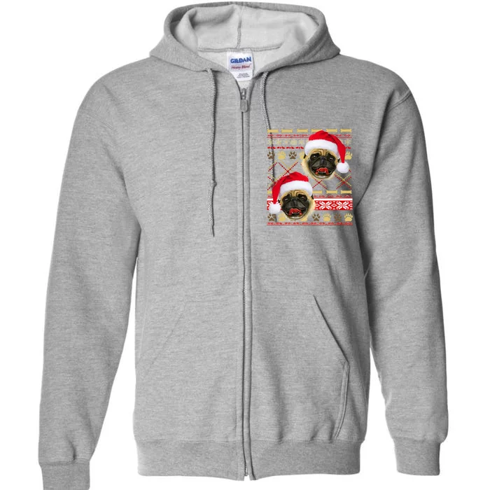 Pug Ugly Christmas Sweater Full Zip Hoodie