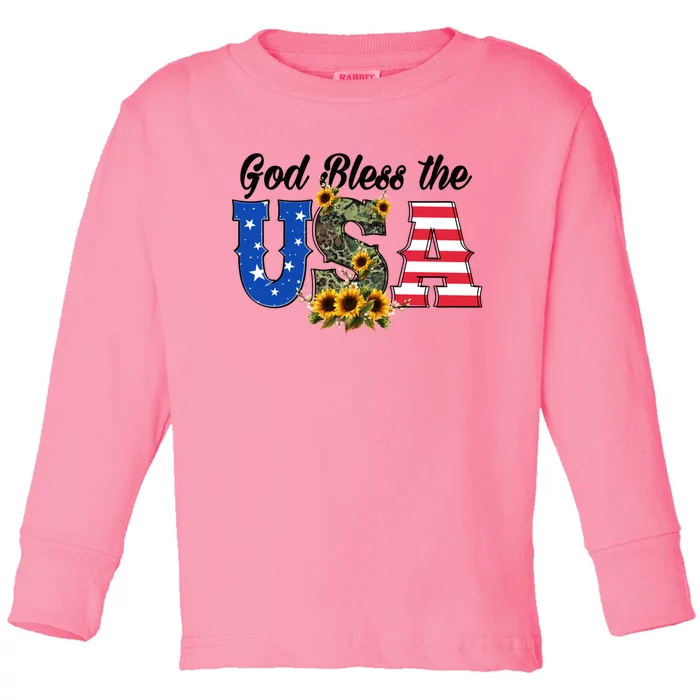 Patriotic Usa Gift Great Gift God Bless America Great Gift Toddler Long Sleeve Shirt