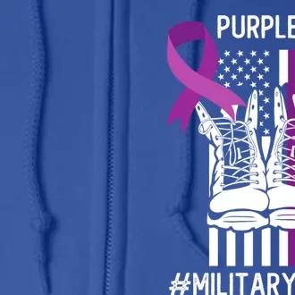 Purple Up Gift Usa Flag Ribbon Military Month Gift Awareness Gift Full Zip Hoodie