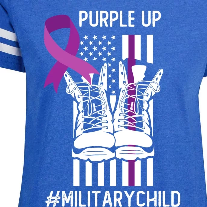 Purple Up Gift Usa Flag Ribbon Military Month Gift Awareness Gift Enza Ladies Jersey Football T-Shirt