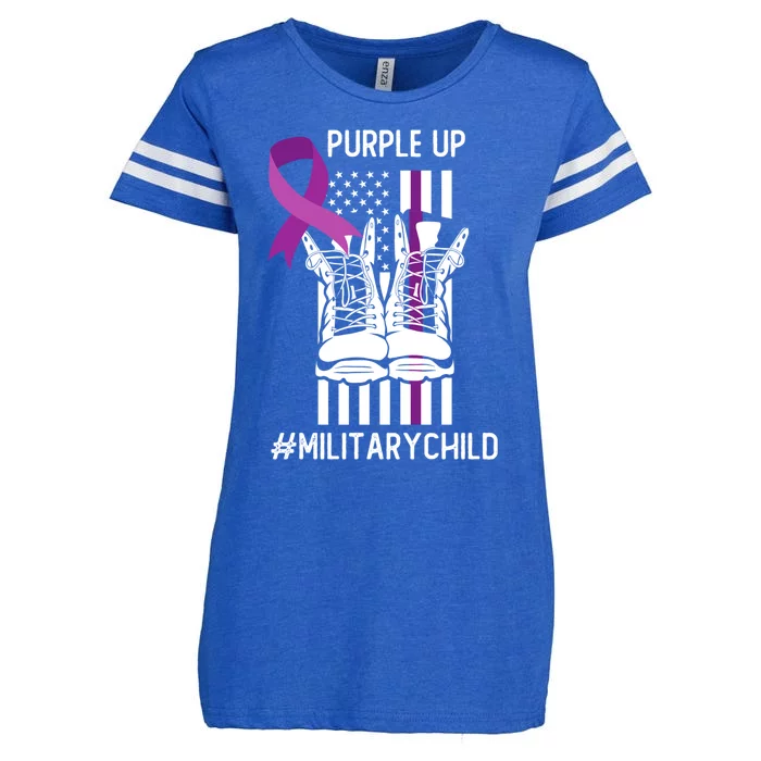 Purple Up Gift Usa Flag Ribbon Military Month Gift Awareness Gift Enza Ladies Jersey Football T-Shirt