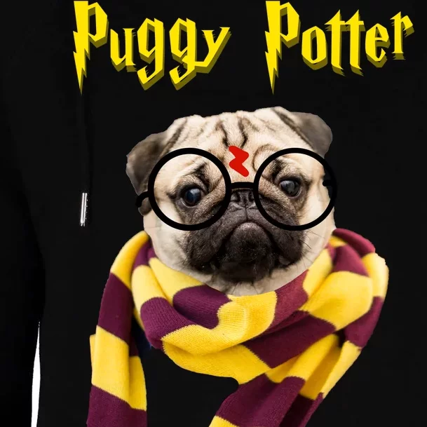 Puggy Potter Funny Parody Movie Womens Funnel Neck Pullover Hood