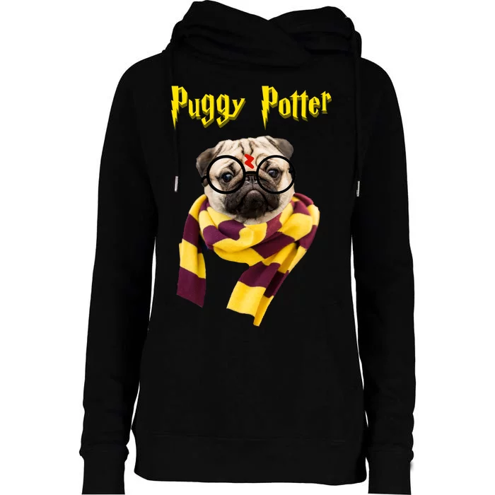 Puggy Potter Funny Parody Movie Womens Funnel Neck Pullover Hood