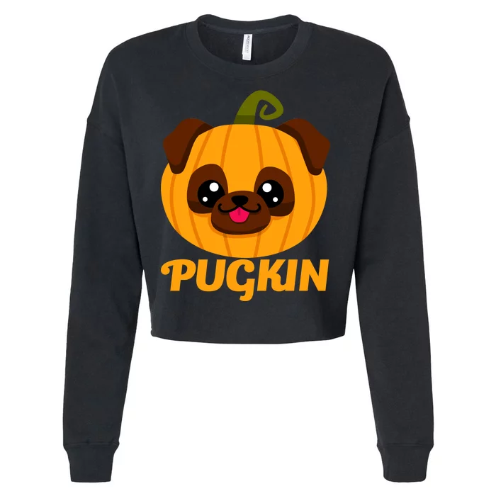 Pugkin Pumpkin Pug Cropped Pullover Crew