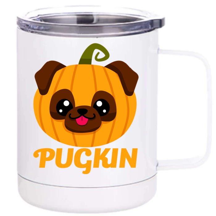 Pugkin Pumpkin Pug Front & Back 12oz Stainless Steel Tumbler Cup