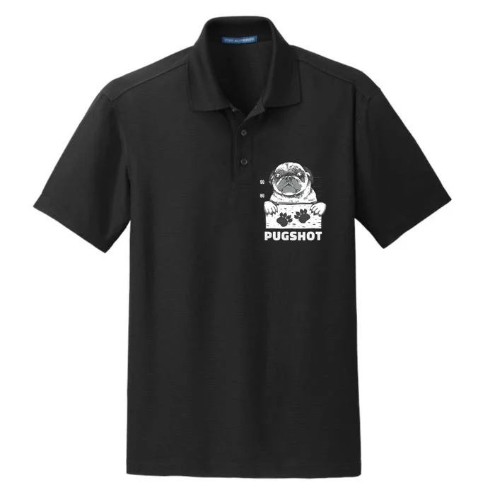 Pugshot Jail Prison Funny Pug Dry Zone Grid Performance Polo