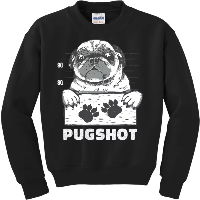 Pugshot Jail Prison Funny Pug Kids Sweatshirt