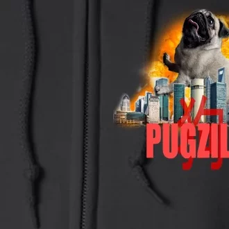 Pugzilla Funny Pug Full Zip Hoodie