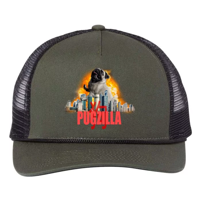 Pugzilla Funny Pug Retro Rope Trucker Hat Cap