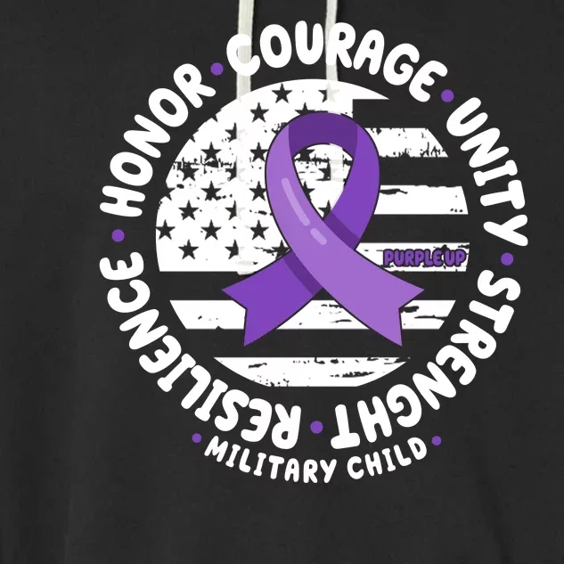 Purple Up Honor Unity Military Quote Ribbon Usa Garment-Dyed Fleece Hoodie