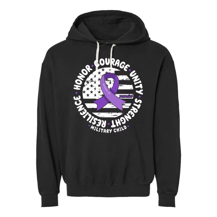 Purple Up Honor Unity Military Quote Ribbon Usa Garment-Dyed Fleece Hoodie