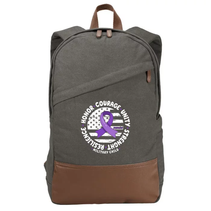 Purple Up Honor Unity Military Quote Ribbon Usa Cotton Canvas Backpack