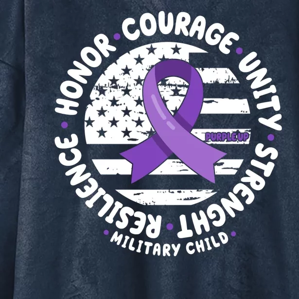 Purple Up Honor Unity Military Quote Ribbon Usa Hooded Wearable Blanket