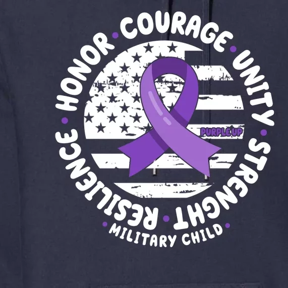 Purple Up Honor Unity Military Quote Ribbon Usa Premium Hoodie