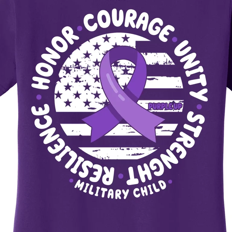 Purple Up Honor Unity Military Quote Ribbon Usa Women's T-Shirt