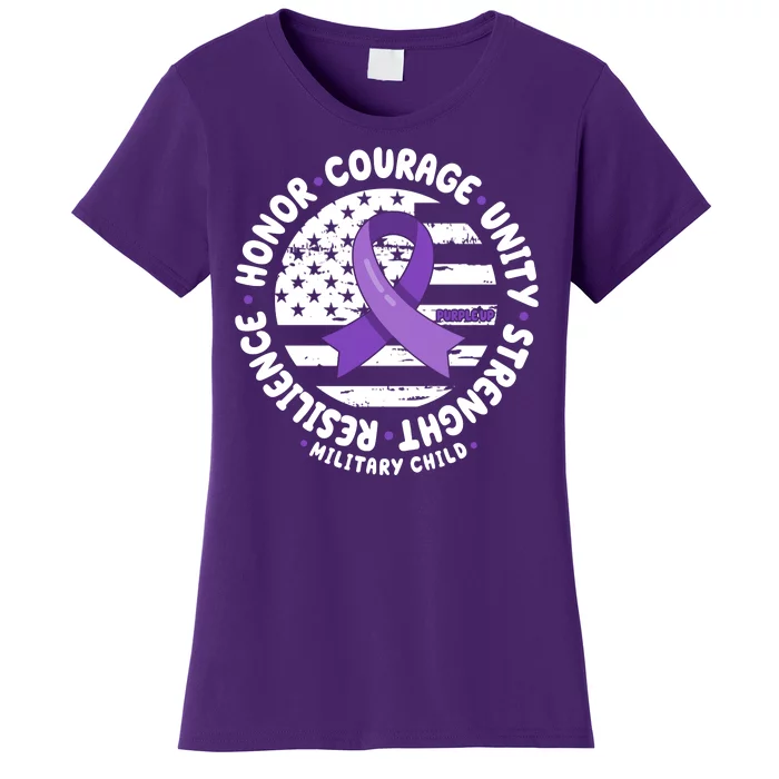 Purple Up Honor Unity Military Quote Ribbon Usa Women's T-Shirt