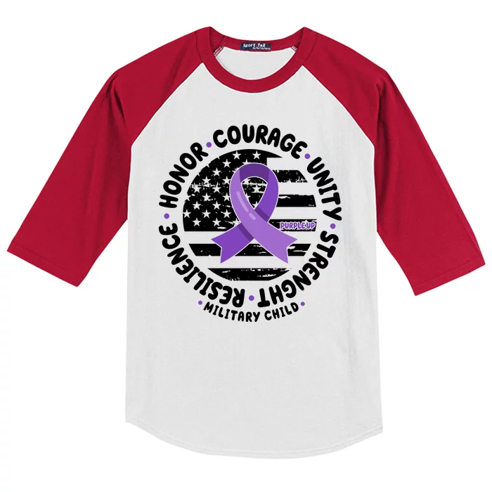 Purple Up Honor Unity Military Quote Ribbon Usa Kids Colorblock Raglan Jersey