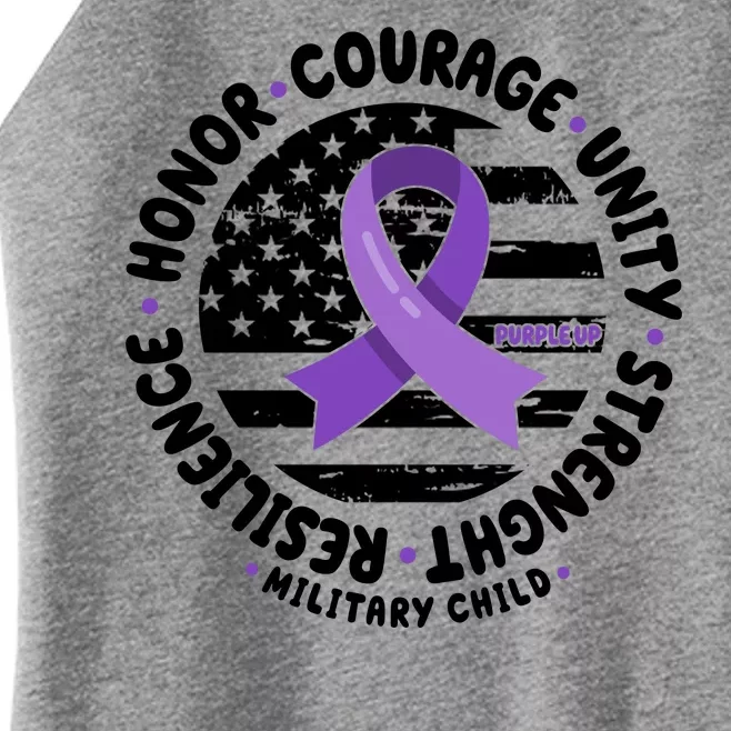 Purple Up Honor Unity Military Quote Ribbon Usa Women’s Perfect Tri Rocker Tank