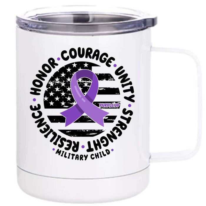 Purple Up Honor Unity Military Quote Ribbon Usa Front & Back 12oz Stainless Steel Tumbler Cup